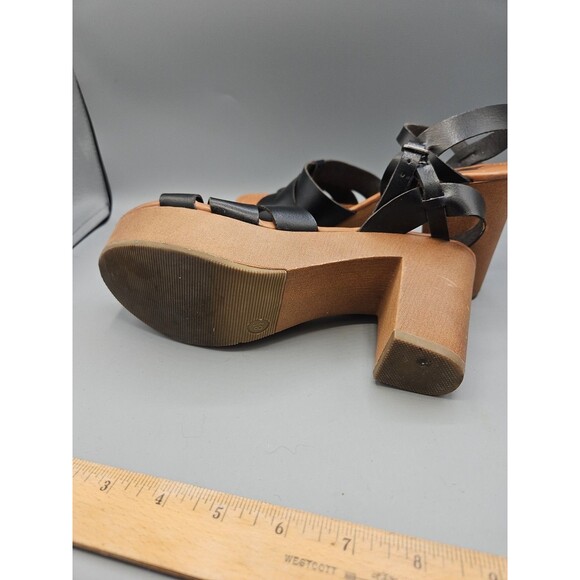 SM New York Size 8.5 Black Wedge Sandals Style Winter Black Slingback - Picture 6 of 9